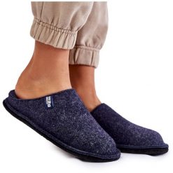 Filcowe Klasyczne Damskie Papcie Big Star KK276013 Granatowe niebieskie. Niebieskie kapcie damskie z materiału. Za 229.32 zł.