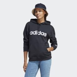 Bluza z kapturem Essentials Linear. Białe bluzy sportowe damskie Adidas, l. Za 199.00 zł.