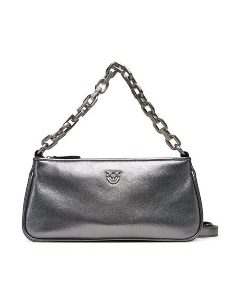 PINKO Torebka Half Moon Baguette Mini AI 25-26 PLTT 105069 A2O9 Srebrny. Szare listonoszki damskie Pinko, bez wzorów, ze skóry, bez dodatków. Za 710.99 zł.
