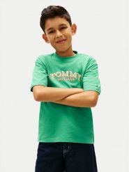 Tommy Hilfiger T-Shirt KB0KB10267 Zielony Regular Fit. Zielone t-shirty chłopięce Tommy Hilfiger, bez wzorów, z bawełny, bez ramiączek. Za 129.99 zł.