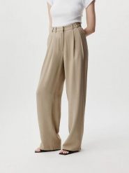 LeGer Spodnie "Draco" w kolorze beżowym rozmiar: 40. Brązowe spodnie materiałowe damskie LeGer, bez wzorów, z materiału, z podwyższonym stanem. Za 121.99 zł.