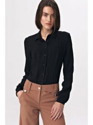 Nife Body-koszula w kolorze czarnym rozmiar: 40. Czarne koszule damskie Nife, bez wzorów, bez kołnierzyka, bez ramiączek. Za 148.61 zł.