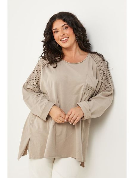 Curvy Lady Koszulka w kolorze beżowym rozmiar: 40/42. Brązowe bluzki damskie Curvy Lady, bez wzorów, bez kołnierzyka. Za 161.34 zł.