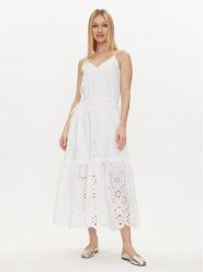 Pepe Jeans Sukienka letnia Dusana PL953480 Biały Regular Fit. Białe sukienki damskie Pepe Jeans, na lato, xl, bez wzorów, z bawełny, bez kołnierzyka, bez ramiączek. Za 419.99 zł.