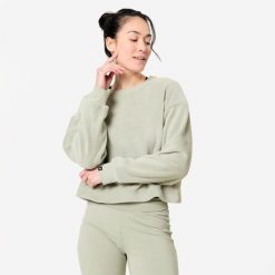 Bluza do jogi damska Kimjaly cocoon. Zielone bluzy bez kaptura damskie KIMJALY, na zimę, s, bez wzorów, z bawełny, bez ramiączek, bez kaptura. Za 129.99 zł.