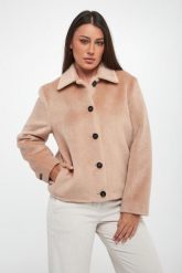 Płaszcz damski krótki z alpaki PESERICO. Płaszcze damskie Peserico, bez wzorów. W wyprzedaży za 3,534.30 zł.