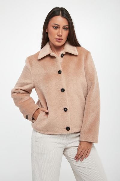 Płaszcz damski krótki z alpaki PESERICO. Płaszcze damskie Peserico, bez wzorów. W wyprzedaży za 3,534.30 zł.