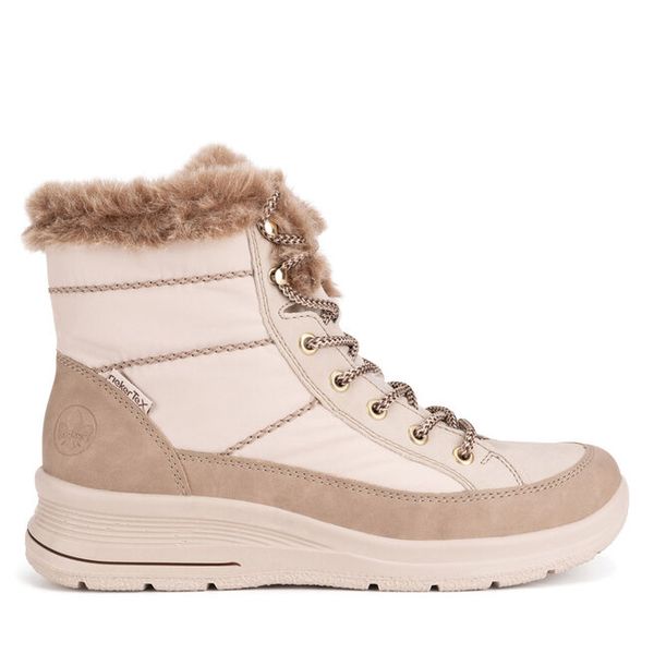 Trzewiki Rieker. Brązowe botki damskie Rieker, bez obcasa, na płaskiej podeszwie, bez zapięcia. Za 293.99 zł.