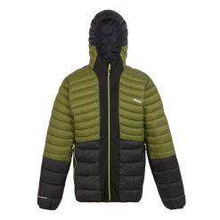 Kurtka z kapturem Regatta Leedre. Czarne kurtki męskie Regatta, bez wzorów, z puchu, sportowe, z kapturem. W wyprzedaży za 344.60 zł.