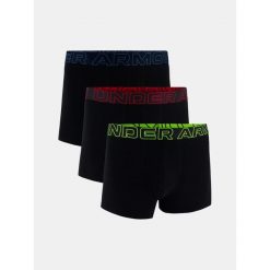 Bokserki męskie Under Armour M Perf Cotton 3-calowe czarne czarne. Czarne bokserki męskie Under Armour, bez wzorów, z bawełny. Za 244.99 zł.