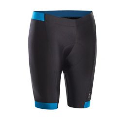 Spodenki rowerowe Btwin RC100. Czarne szorty męskie VAN RYSEL, bez wzorów, z tworzywa sztucznego, sportowe. Za 89.99 zł.