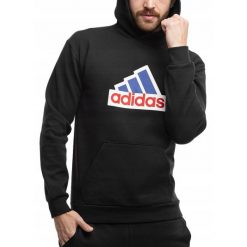 Adidas bluza męska sportowa z kapturem hoodie logo roz. XL. Czarne bluzy sportowe męskie Adidas, m, z bawełny. Za 252.99 zł.