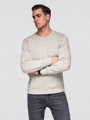 Męska bluza dresowa BASIC z okrągłym dekoltem OM-SSBN-0271 - - Rozmiar: XXL. Niebieskie bluzy bez kaptura męskie Ombre Clothing, m, z bawełny. Za 169.99 zł.