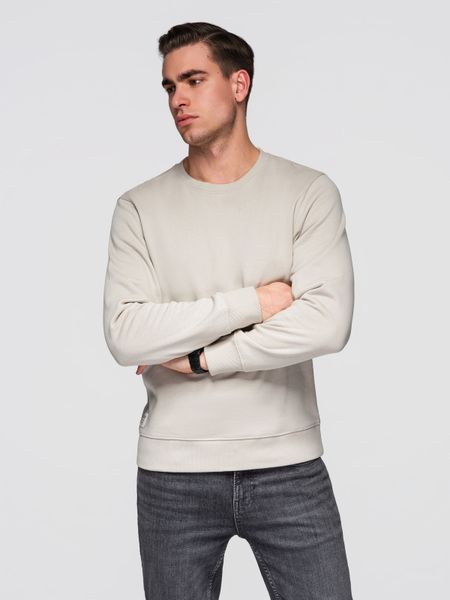Męska bluza dresowa BASIC z okrągłym dekoltem OM-SSBN-0271 - - Rozmiar: XXL. Niebieskie bluzy bez kaptura męskie Ombre Clothing, m, z bawełny. Za 169.99 zł.