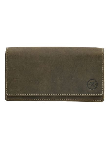 HIDE & STITCHES Skórzany portfel w kolorze khaki - 15,3 x 9 x 3 cm rozmiar: onesize. Brązowe portfele damskie HIDE & STITCHES, bez wzorów, z materiału. Za 129.95 zł.