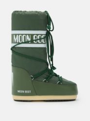 Moon Boot ICON NYLON BOOTS Śniegowce damskie. Zielone śniegowce damskie Moon Boot, z nylonu, przed kolano. W wyprzedaży za 687.20 zł.