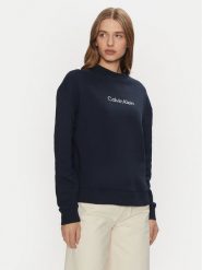 Calvin Klein Bluza K20K205450 Granatowy Regular Fit. Niebieskie bluzy bez kaptura damskie CALVIN KLEIN, m, z bawełny. Za 279.99 zł.