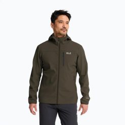 Kurtka przeciwwiatrowa męska Jack Wolfskin Wild Winds Hooded. Brązowe kurtki outdoor męskie Jack Wolfskin, l, bez wzorów, z elastanu, bez kaptura. Za 559.99 zł.
