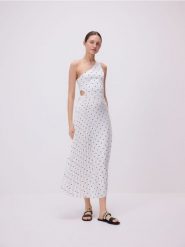 Sukienka z ozdobnym plisowaniem - wielobarwny. Sukienki damskie Reserved, l, bez wzorów, z dzianiny, bez kołnierzyka, bez ramiączek, rozkloszowane. Za 139.99 zł.