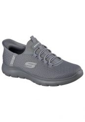 Buty sportowe Sneakersy męskie, Skechers Slip-Ins Summits - High Range. Czarne buty sportowe na co dzień męskie Skechers, na lato, z materiału, bez zapięcia, trekkingowe. Za 379.99 zł.