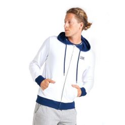 Bluza z bawełna z kaptur na siłownia na czas wolny. Białe bluzy sportowe męskie LEONE 1947 APPAREL, bez wzorów, z bawełny, sportowe, bez kołnierzyka, bez ramiączek. W wyprzedaży za 218.92 zł.