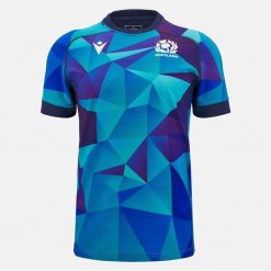 Koszulka treningowa Szkocji 2024. Niebieskie t-shirty damskie Macron, xl, bez wzorów, z jersey, bez kołnierzyka. Za 317.00 zł.
