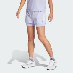 Szorty Own the Run Climacool 2-in-1. Czerwone spodenki sportowe damskie Adidas, bez wzorów, sportowe. Za 199.00 zł.