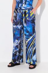 Damskie Spodnie palazzo szeroka prosta nogawka elastyczny pas. Niebieskie spodnie sportowe damskie Ulla Popken, plus size, z materiału, trekkingowe. Za 191.99 zł.