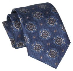 Krawat - ALTIES - Granatowy, Grochy. Niebieskie krawaty i muchy męskie Alties, bez wzorów, z tkaniny, eleganckie. Za 49.00 zł.