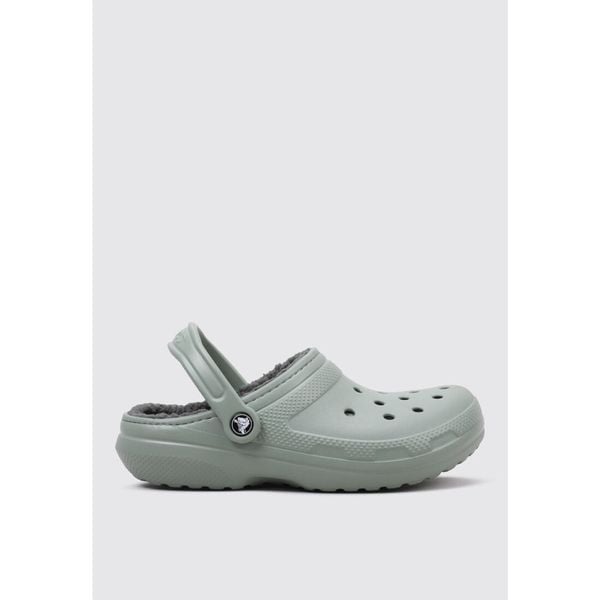 Sandały CROCS CLASSIC LINED CLOG Zielony. Zielone sandały damskie Crocs, z gumy, bez zapięcia. Za 319.69 zł.