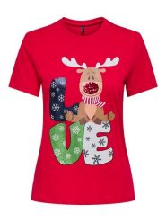 ONLY Koszulka w kolorze czerwonym rozmiar: M. Czerwone bluzki damskie Only, m, bez wzorów, z bawełny, bez kołnierzyka. Za 48.05 zł.