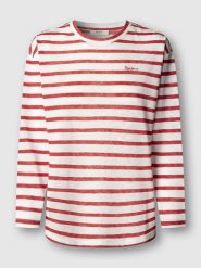 Pepe Jeans Koszulka "Marlen" w kolorze biało-czerwonym rozmiar: XS. Białe bluzki damskie Pepe Jeans, xs, bez wzorów, z jeansu, bez kołnierzyka. Za 113.99 zł.