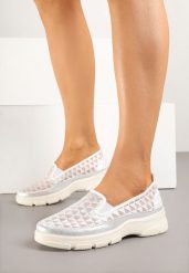 Białe Siateczkowe Półbuty w Sportowym Stylu Odalisse. Białe półbuty damskie Born2be, bez wzorów, sportowe, bez obcasa. Za 84.99 zł.