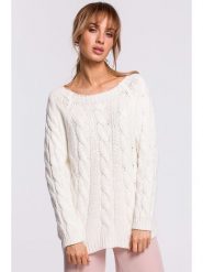 Made of emotion Sweter w kolorze kremowym rozmiar: S/M. Brązowe swetry klasyczne damskie Made Of Emotion, m, ze splotem, bez kołnierzyka. Za 136.13 zł.