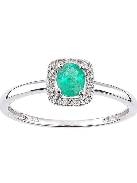 Revoni Złoty pierścionek z diamentami i szmaragdem rozmiar: 54. Szare pierścionki damskie Revoni, z diamentem, złote. Za 1,391.99 zł.