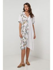 Lin Passion Lniana sukienka w kolorze białym rozmiar: 38/40. Białe sukienki damskie Lin Passion, na co dzień, bez wzorów, ze lnu, klasyczne, bez kołnierzyka, bez ramiączek, midi, proste. Za 173.99 zł.