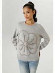 Aniston Sweter w kolorze jasnoszarym rozmiar: 38. Szare swetry klasyczne damskie Aniston, bez kołnierzyka. Za 82.83 zł.