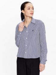 Polo Ralph Lauren Koszula 211891419001 Granatowy Regular Fit. Niebieskie koszule damskie Polo Ralph Lauren, l, bez wzorów, z bawełny, bez kołnierzyka, bez ramiączek. Za 379.99 zł.