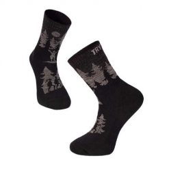 Skarpety trekkingowe z wełny merynosowej z czarnymi motywami wspinaczkowymi. Czarne skarpetki męskie TRY TO FLY, bez wzorów, z wełny. W wyprzedaży za 83.39 zł.