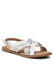 Clara Barson Sandały WS5551-49 Biały. Białe sandały damskie Clara Barson, bez wzorów, ze skóry, bez obcasa, na płaskiej podeszwie. Za 79.99 zł.