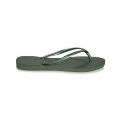Klapki damskie Havaianas Slim. Zielone klapki damskie Havaianas, bez wzorów, bez obcasa. Za 198.50 zł.