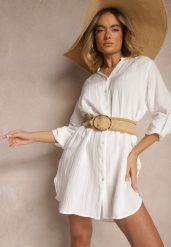 Biała Pudełkowa Sukienka Bawełniana Oversize z Dekoltem w Serek Elavellis. Białe sukienki damskie Renee, na co dzień, m, bez wzorów, z bawełny, eleganckie, bez kołnierzyka, bez ramiączek, maxi, kopertowe. W wyprzedaży za 69.99 zł.