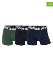 CR7 Bokserki (3 pary) w kolorze ciemnozielono-czarno-granatowym rozmiar: XL. Czarne bokserki męskie CR7, bez wzorów, z bawełny. Za 69.75 zł.