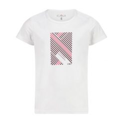 Bawełniany T-shirt dla dziewczynki CMP. Białe koszulki dziewczęce CMP, bez wzorów, z bawełny, bez ramiączek. Za 110.50 zł.