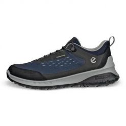 Buty trekkingowe męskie Ecco ULT-TRN WP. Niebieskie buty trekkingowe męskie ECCO, z materiału, bez zapięcia, trekkingowe. Za 795.00 zł.