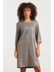 Smashed Lemon Sukienka w kolorze szarym rozmiar: XXL. Szare sukienki damskie Smashed Lemon, na co dzień, xxl, bez wzorów, ze skóry, bez kołnierzyka, bez ramiączek, midi, proste. Za 143.99 zł.