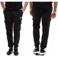 Spodnie Dresowe Męskie PUMA Cargo Sportowe Dresy Bawełniane Czarne. Czarne spodnie sportowe męskie Puma, z bawełny. Za 171.00 zł.