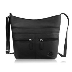 Torebka damska skórzana na ramię pojemna czarna Paolo Peruzzi AY-23-BL. Czarne torebki klasyczne damskie bez wzorów, z materiału, bez dodatków. Za 219.00 zł.