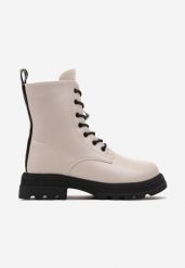 Beżowe Płaskie Botki Workery ze Sznurowaniem Lessante. Brązowe botki dziewczęce Renee, bez wzorów, bez ramiączek. Za 129.99 zł.