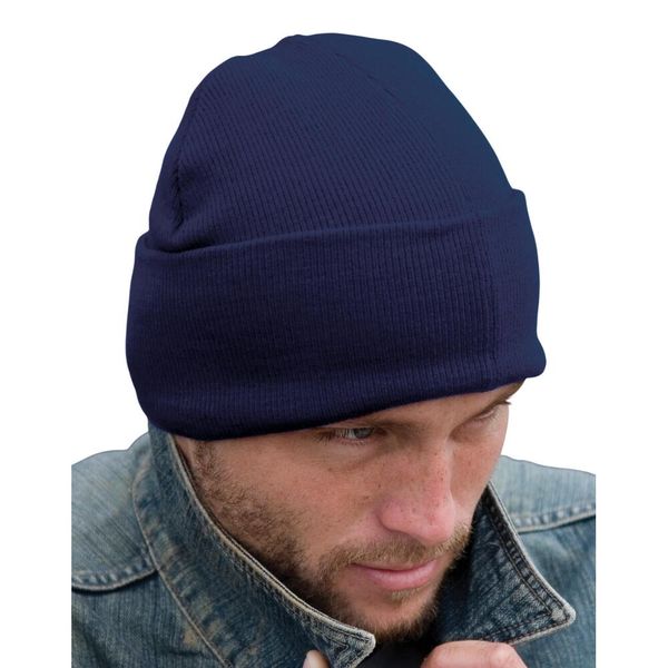 Wełniana Czapka Narciarska. Niebieskie czapki męskie RESULT WINTER ESSENTIALS, bez wzorów, z dzianiny. Za 26.99 zł.